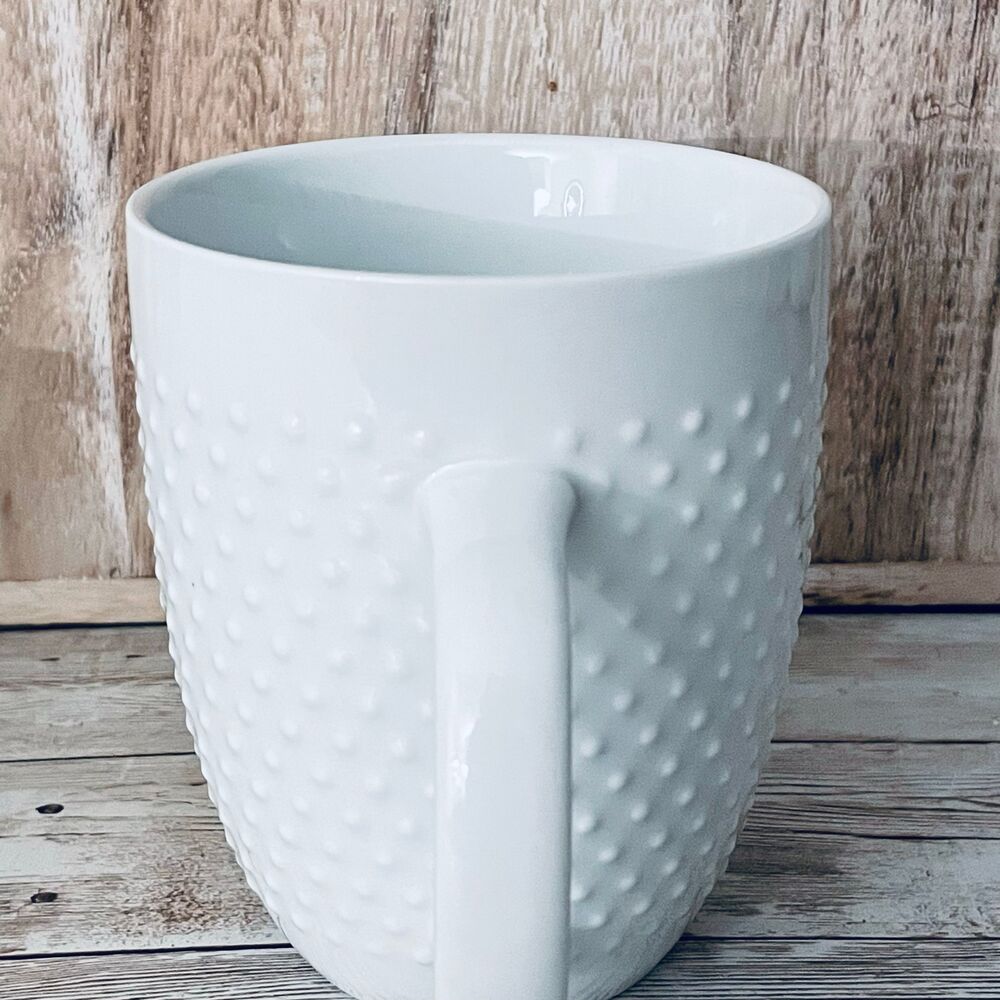 New Threshold Beaded White Porcelain Coffee Beautiful Mug 15oz - Picture 6 of 14